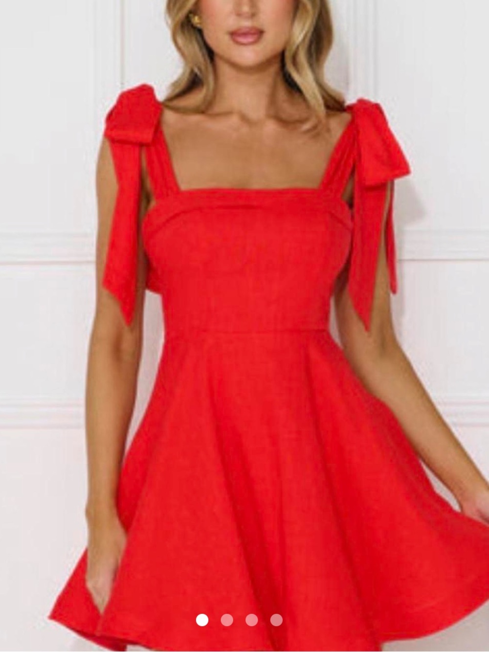 Mika & Gala | Red Tie-Shoulder Fit & Flare Mini Dress - Women